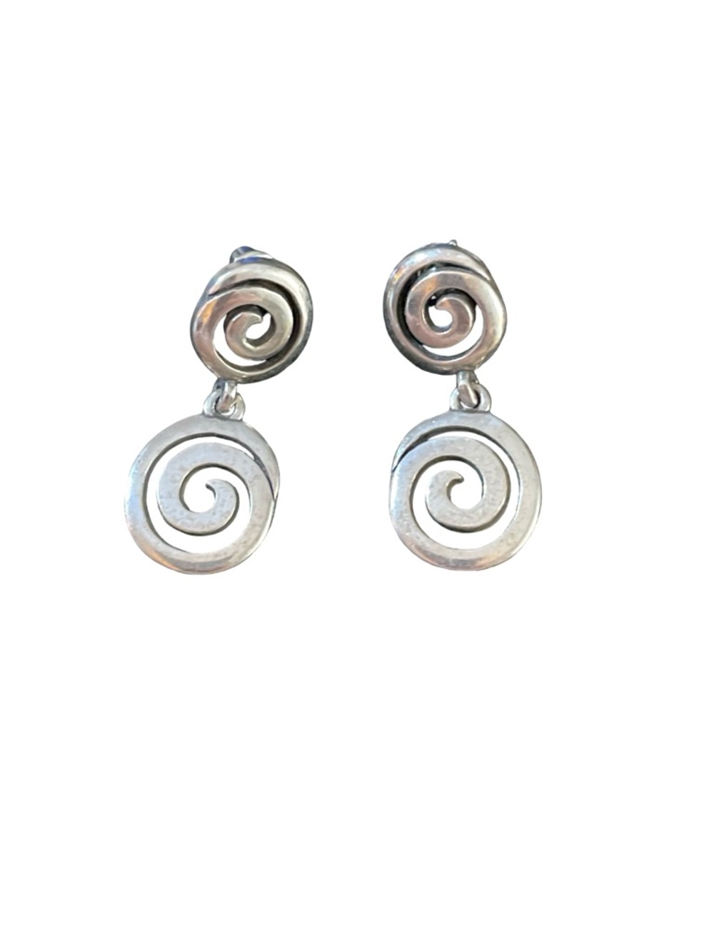 Vertigo Post Vibe Statement Drop Earrings silver double swirl pierced Uzumaki - Picture 3 of 8